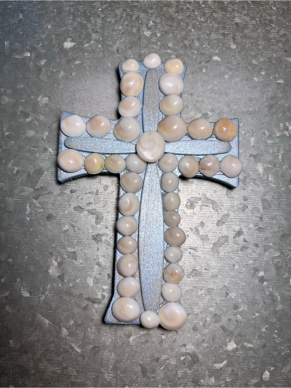 Seashell Accent Magnetic Cross Pale Blue & Cream